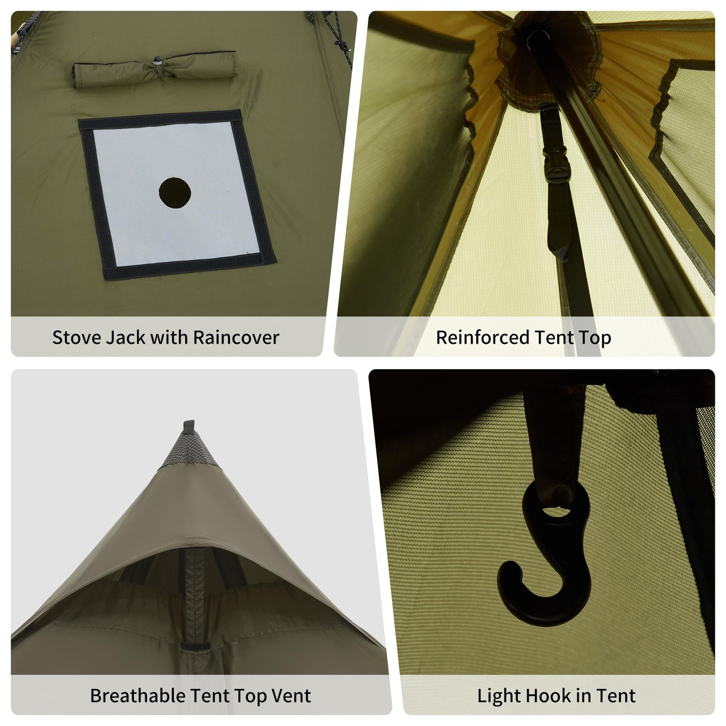 Naturehike Ranch Fire Teepee Tent, 4 Season Hot Tent with Stove Jack, Windproof Waterproof Cold Weather Winter Tents for Camping