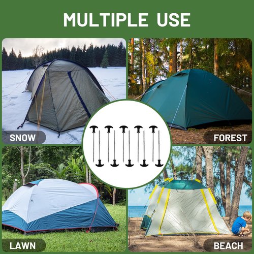 TIMBER RIDGE 10 Pack Tent Stakes, Heavy Duty 8 Inch Ground Stakes, Non-Rust Stainless Steel with Threaded & Ergonomic Handles, Camping Pegs for Camping, Canopies, Grassland, Garden, Patio, Hiking