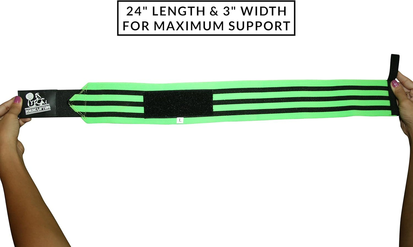 Nordic Lifting Wrist Wraps Super Heavy Duty (1 Pair/2 Wraps) 24" Support for Weight Lifting | Powerlifting | Gym | Cross Training- Weightlifting Thumb Loop - Men & Women
