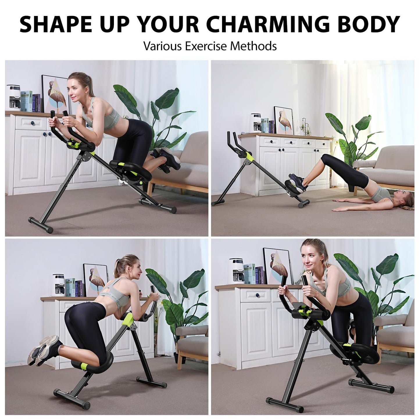 Ab Workout Equipment, Ab Machine for Home Gym Fitness, Ab Trainer Exercise Equipment for Abdominal Exercise and Strength Training (Black)