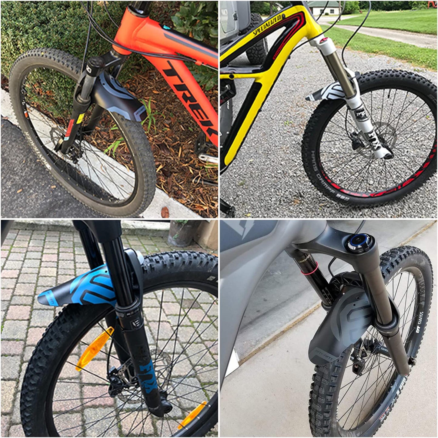 FIFTY-FIFTY 2-Pack Mountain Bike Fender, MTB Mudguard, Front and Rear Compatible Bicycle Mudguard, Fits 26", 27.5", 29", Plus Size and Fat Bike Wheel Sizes (Black)