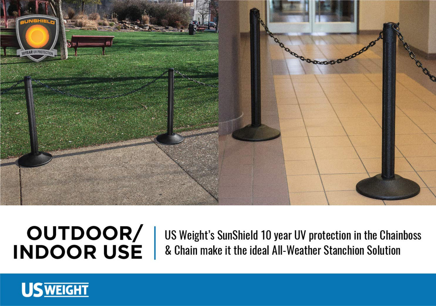 Weight ChainBoss Black Stanchion with Fillable Base - No Chain Needed