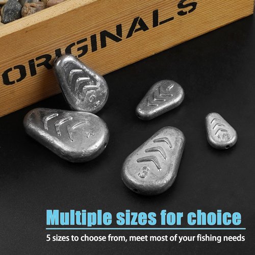Weights for Fishing Surf Fish No-Roll Sinker for Lead No Snagging Flat Inline Sinkers for Catfish Rig Saltwater Freshwater 2oz-5pcs
