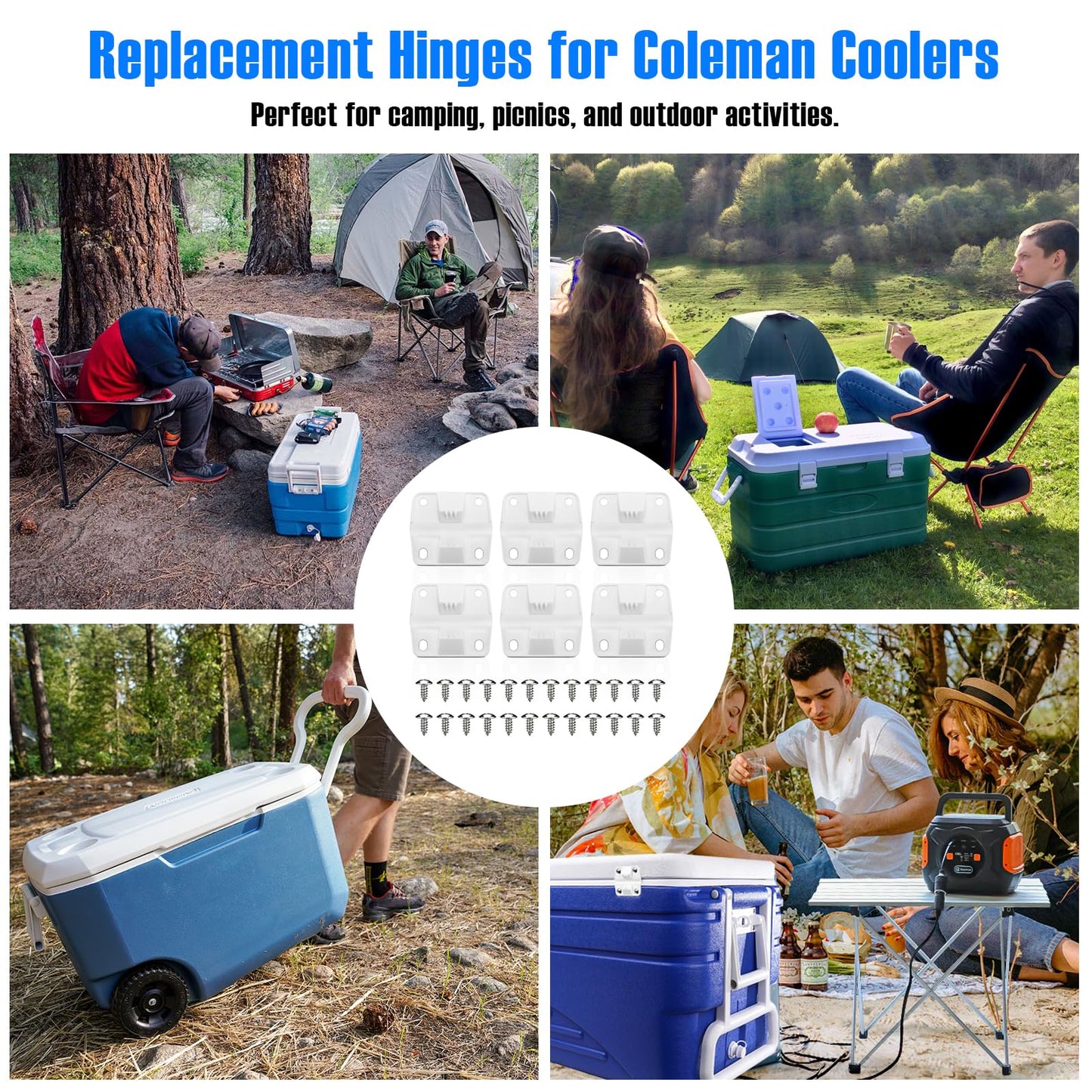 Cooler Hinges Replacement for Coleman Xtreme Cooler Hinges Coleman Ice Chest Hinges, Ice Chest Cooler Parts, for Rubbermaid Cooler Parts, 6 Pack