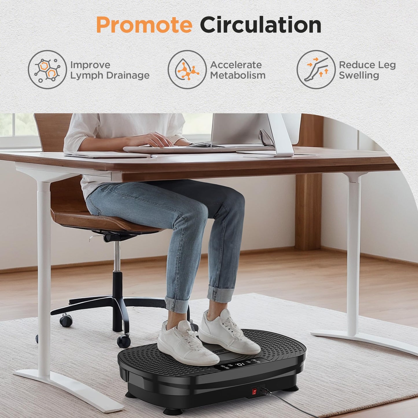 FEIERDUN Vibration Plate Exercise Machine, Vibration Plate for Lymphatic Drainage, Power Plate Vibration Platform for Weight Loss, Toning & Wellness-Black