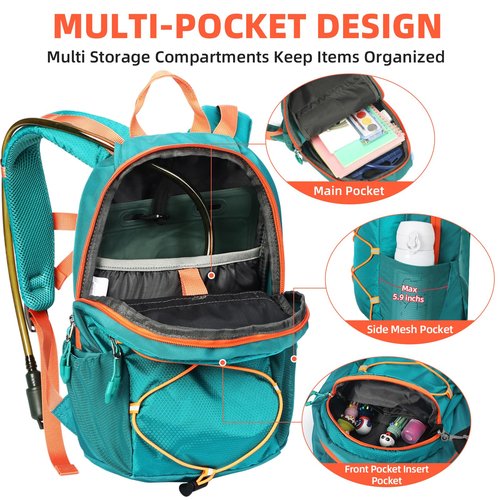 Unineovo 10L Kids Hiking Backpack, Small Waterproof Travel Daypack for Camping, Lightweight Pack for Boys or Girls Ages 4-12 (Green)