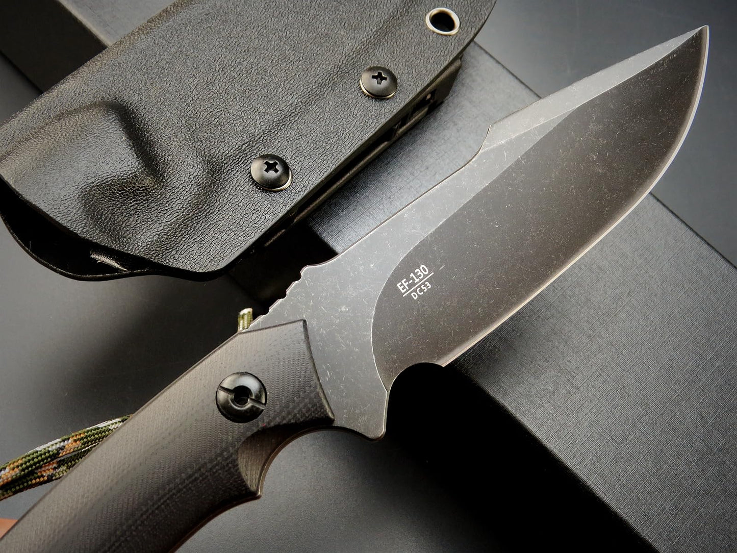 Eafengrow EF130 Fixed Blade Knife, DC53 Steel Blade,G10 Handle Full Tang Portable EDC Fixed Knifes Straight Knife for Working Camping Hunting Field Adventure(Black)