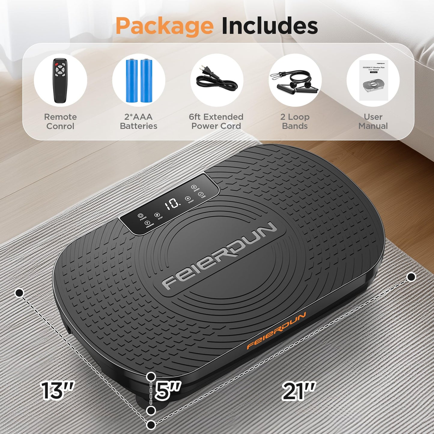 FEIERDUN Vibration Plate Exercise Machine, Vibration Plate for Lymphatic Drainage, Power Plate Vibration Platform for Weight Loss, Toning & Wellness-Black