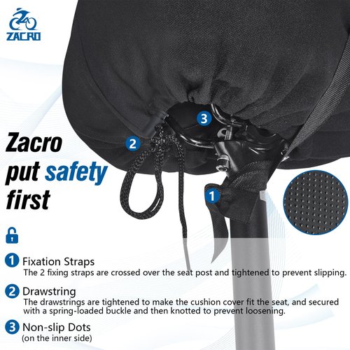 Zacro Oversized Bike Saddle Seat Cushion for Men & Women - Extra Comfort Wide Gel Padded Bike Seat Cover, Fit with Road Montain Peloton Stationary Bicycle, Indoor & Outdoor