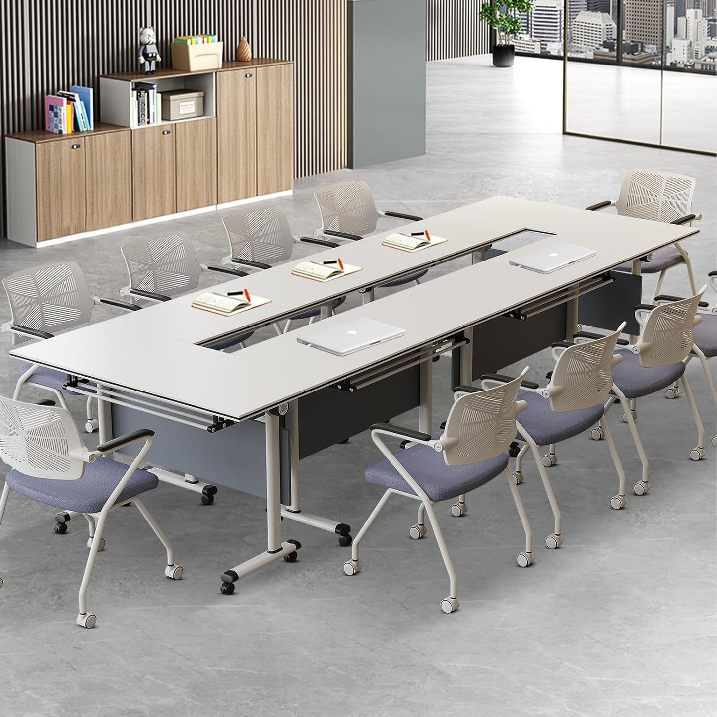 47.2 Inch Fold-and-Lock Conference Table, Robust Steel Legs & Rapid Setup, Ideal for Breakroom & Training Areas