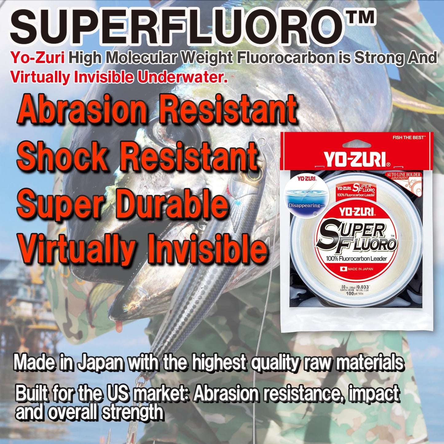 Yo-Zuri YZ-SF-80LB-NCL-30YD: Superfluoro 30Yd 80Lb, Natural Clear