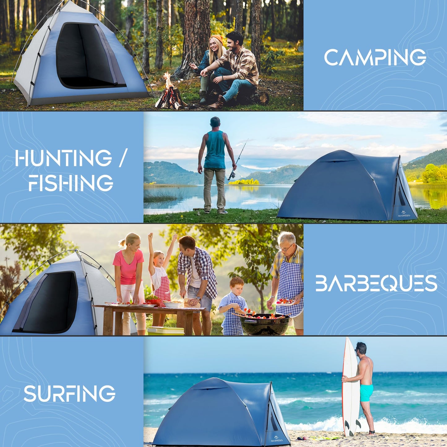 Pop Up Tents for Camping & Hiking - 2 Person & 1 Person Ultralight Tents