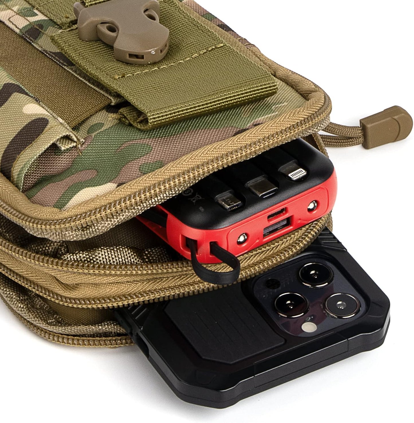 IronSeals Tactical Molle Pouch Compact Utility Waist Bag Phone Holster Holder for 4.7"-6.9" iPhone 15 Pro Max/15 Pro/14 Plus/14 Pro Max/14/13 Pro Max/13 Pro/12 Pro Max/11 Pro Max