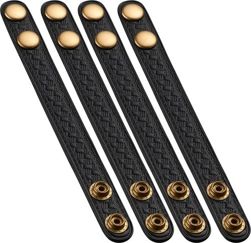 Perfect Fit Shield Wallets 3/4 Inch Duty Belt Keeper for Belts up to 2.25 inches Wide Basketweave Leather with Brass Snap (4 Pack)