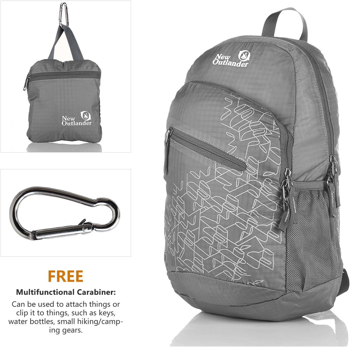 Outlander Packable Handy Lightweight Travel Hiking Backpack Daypack, Black