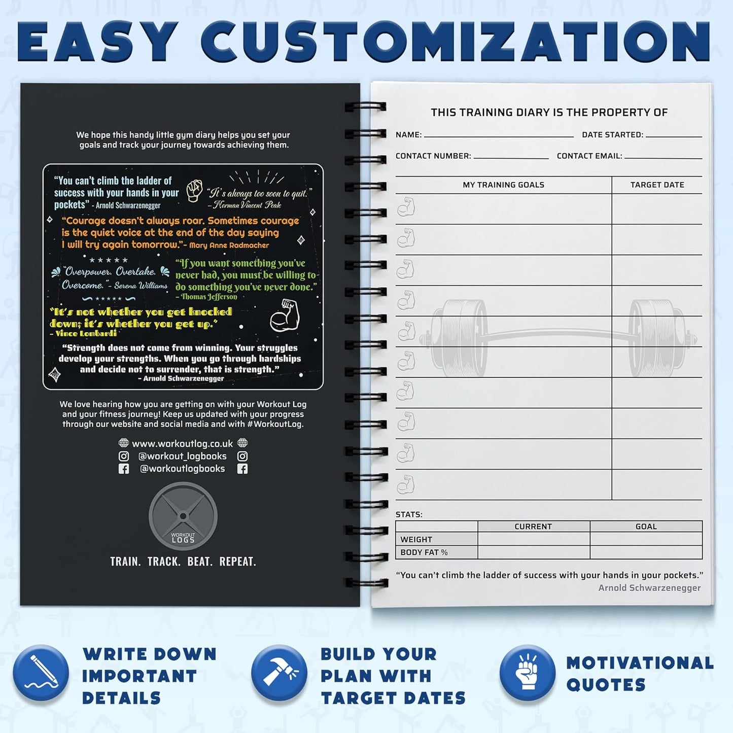 Workout Planner for Daily Fitness Tracking & Goals Setting - A5 Size, 6” x 8”, Charcoal Gray - Men & Women Personal Home & Gym Training Diary - Log Book Journal - by Workout Log Gym