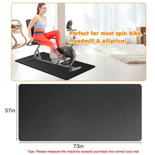 Peloton Bike Compatible Treadmill Mat - 6mm Thick Exercise Mat for Treadmill, Row, and Bike Trainer - Protects Hardwood Floor and Carpet - 36 * 72in