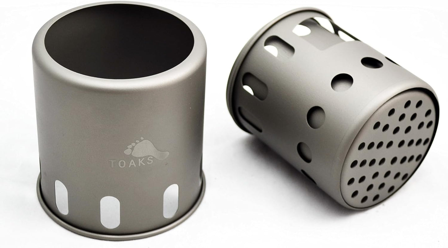 TOAKS Titanium Large Collapsible Wood Burning Stove – Ultralight, Compact & Durable for Backpacking, Camping, and Survival