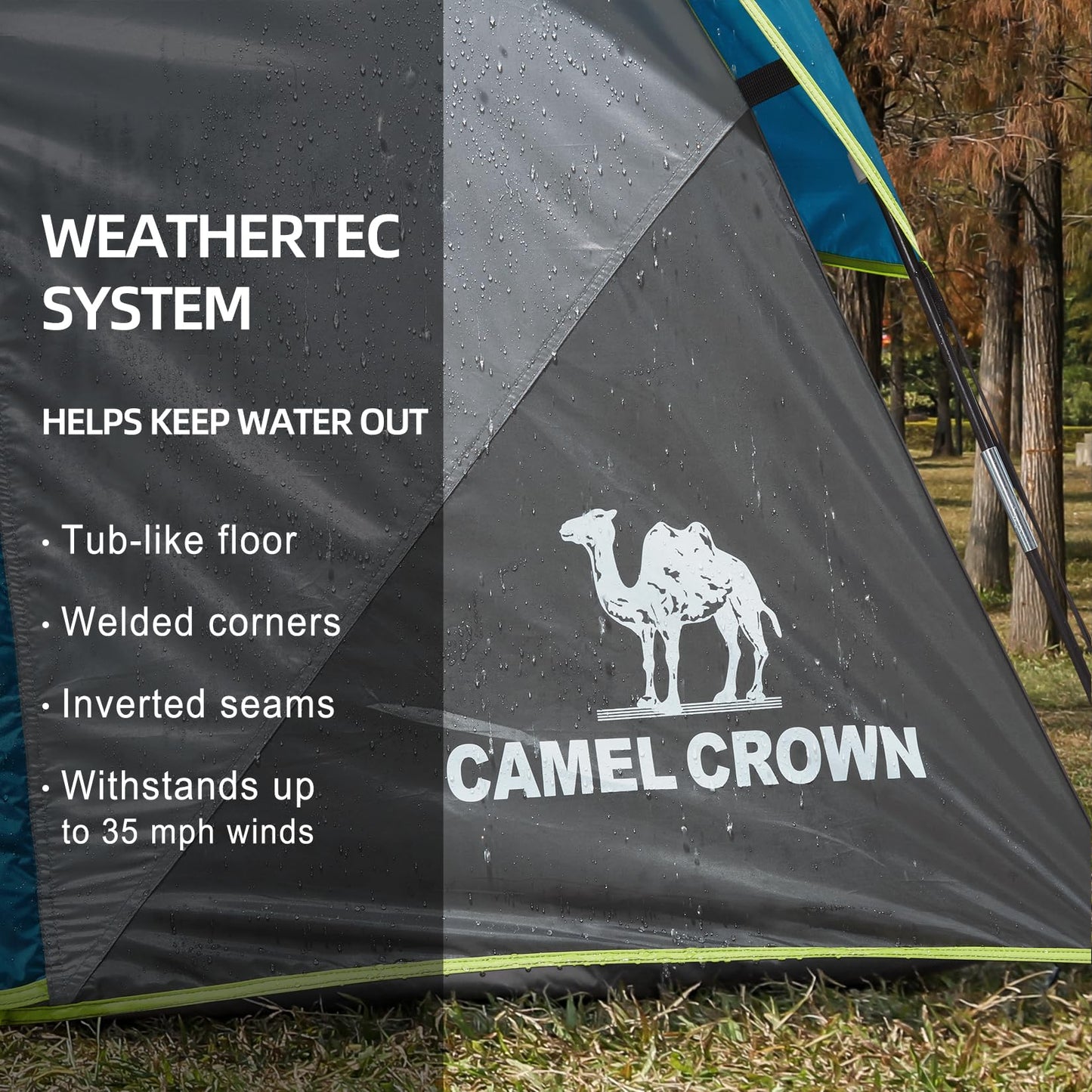 CAMEL CROWN Tents for Camping 4 Person Tent Waterproof Easy Setup Backpacking Tents with Floor Mats 3/4/5 Person Family Tent for Outdoor Hiking