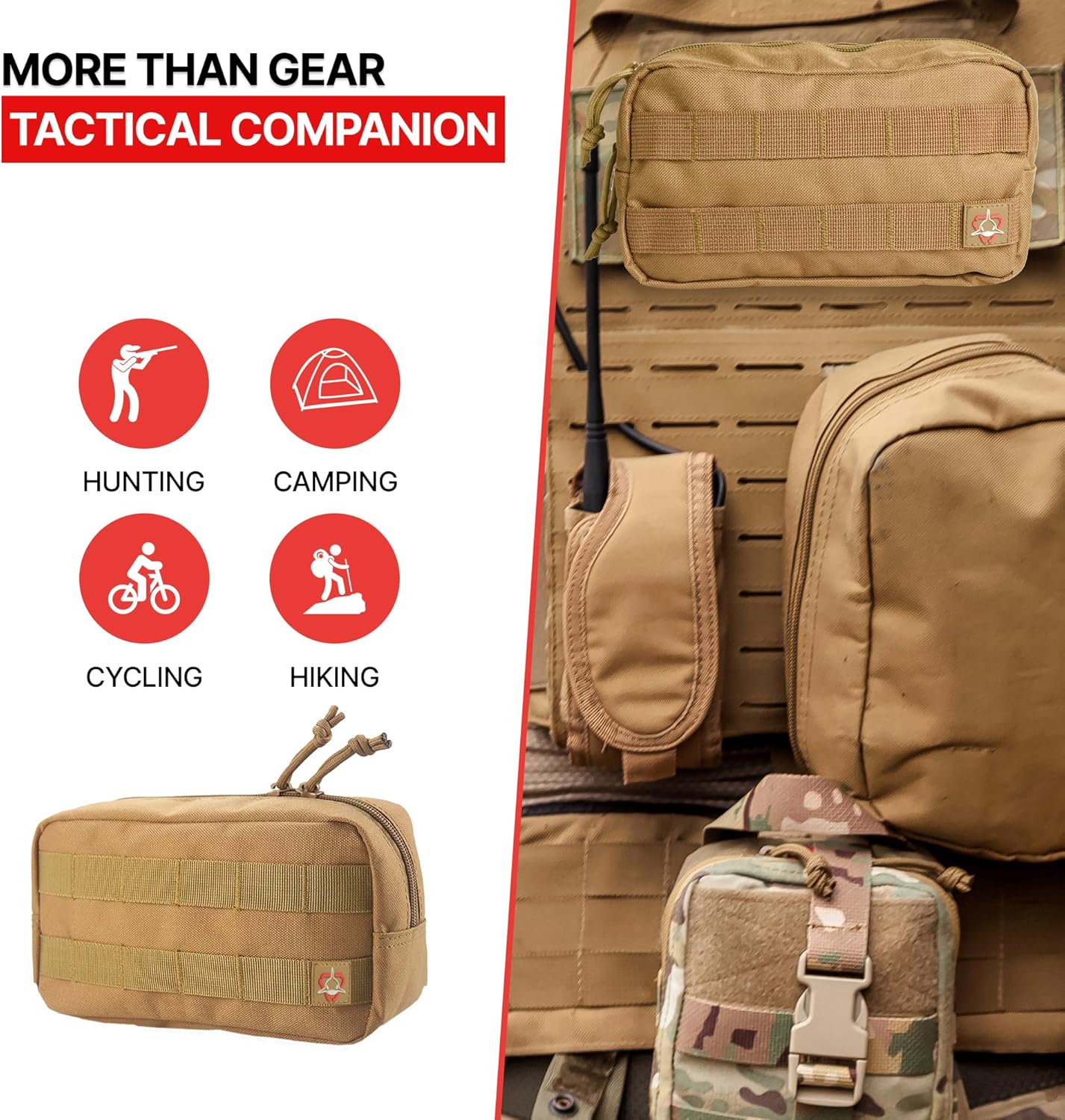 Horizontal Zippered Multi-Purpose Molle Admin Pouch Utility EDC Tool Gear Gadget Waist Bag Organizer