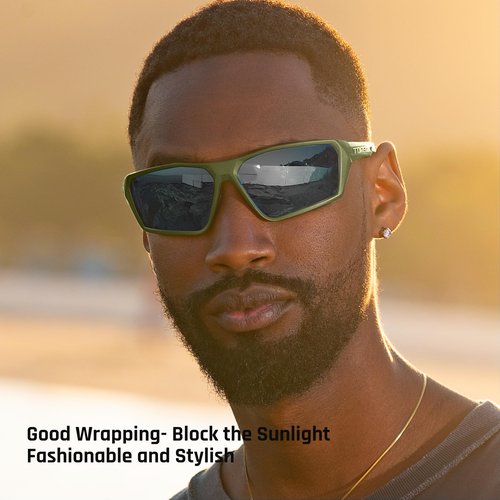Polarized Sports Sunglasses for Men Women Fishing Running Driving Cycling Sunglasses Theseus TR36 (Matte Sand&Gray Lens)