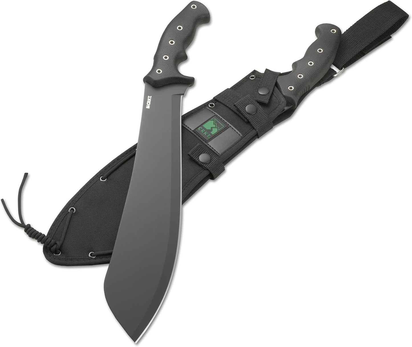CRKT Halfachance Fixed Blade Parang Machete: 18 Inch Black Powder Coated Carbon Steel Parang Style Blade with Nylon Sheath for Survival, Hunting & Camping K920KKP