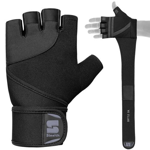 Stealth Sports Weight Lifting Gloves with Wrist Wrap Support Padded Palm Protection Exercise Gym Workout Gloves Men & Women Training Fitness Weightlifting Bodybuilding,E9(Black,S)