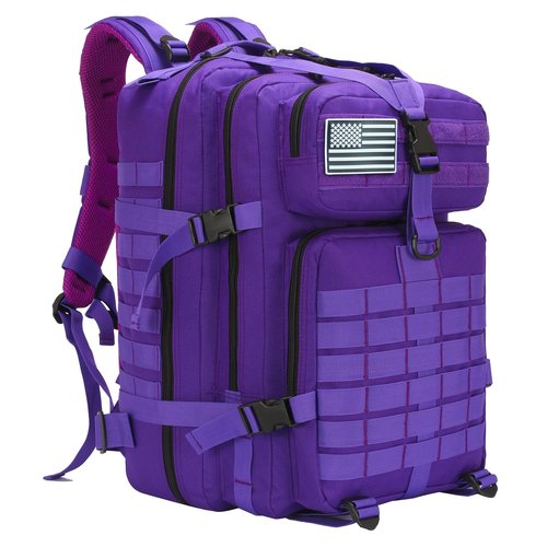 SEYATULLH 45L Military Tactical Backpack for Men & Women Bug Out Bag Assault pack Molle Daypack Hiking Trekking Rucksack(45L purple)