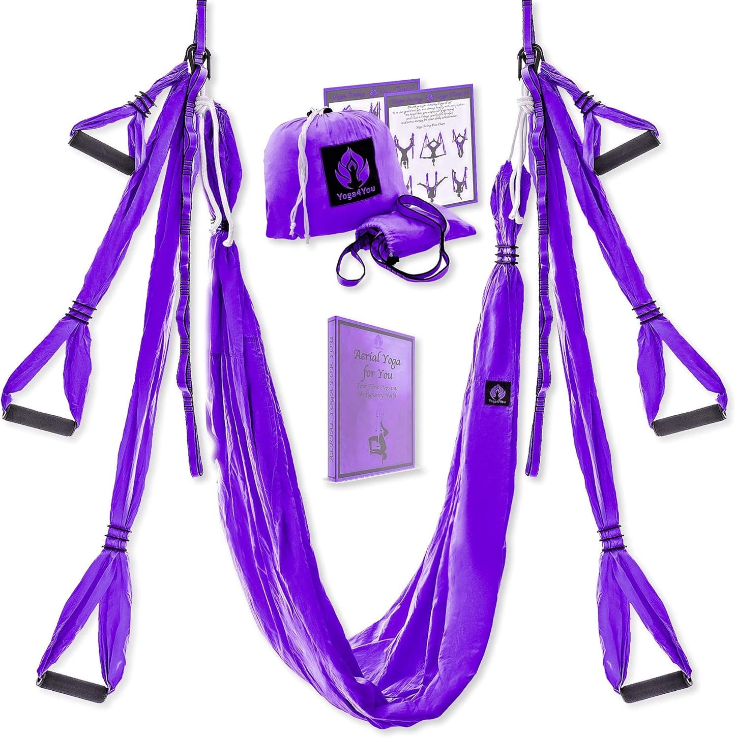 Aerial Yoga Swing Set - Hammock Hanging Swing - Sling Inversion Fly Kit - Antigravity Yoga Sling - Suspension Trapeze