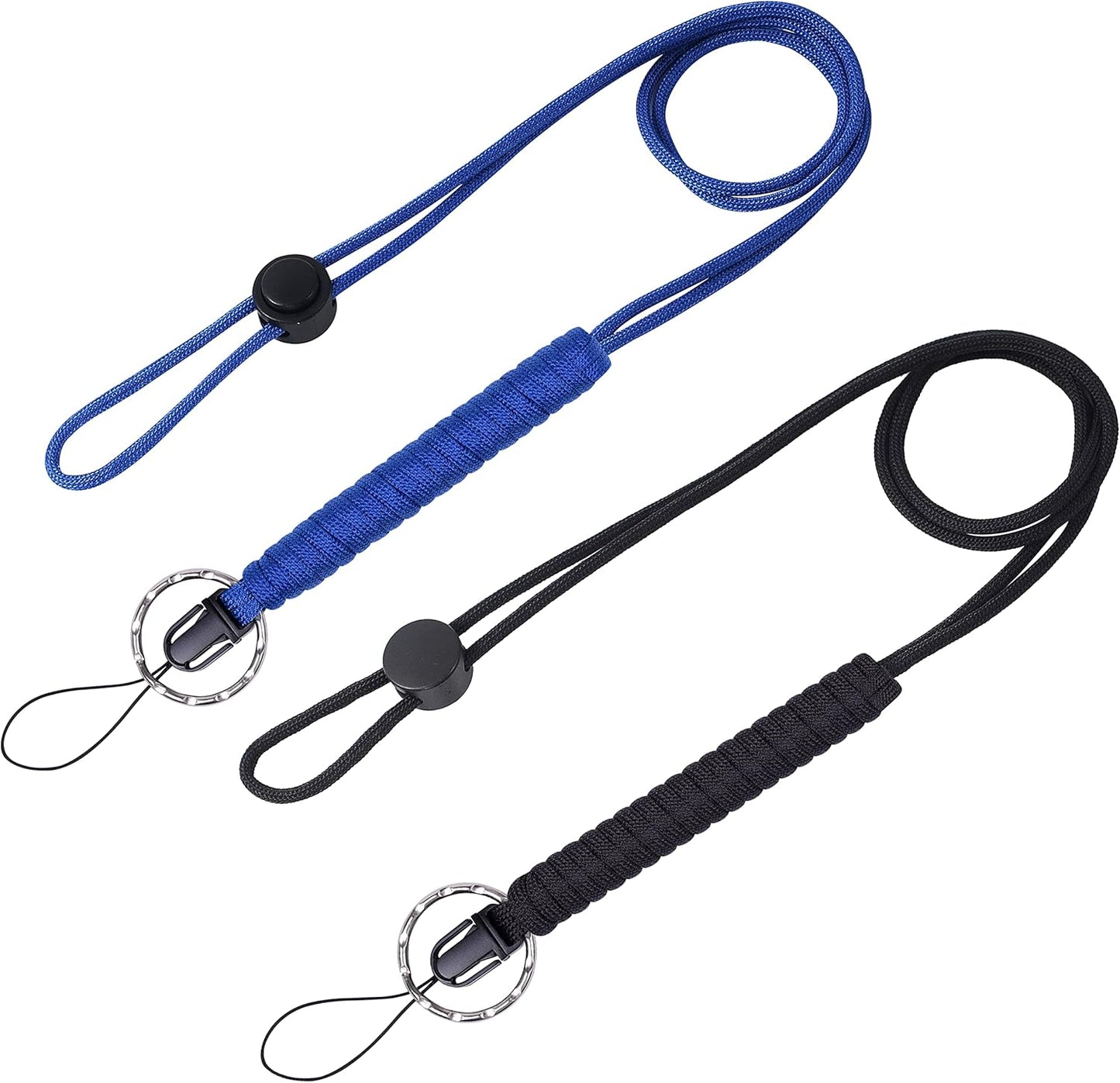 2 PACK 25 Inches Strong Paracord Survival Lanyard with Split Ring & Clip for Keys & ID holders, Phones