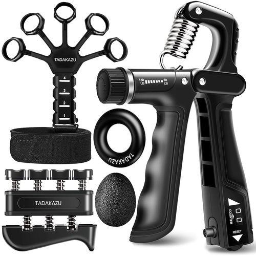 Grip Strength Trainer Kits (5 Pack), Forearm Strengthener with Adjustable Resistance, Grip Strength Tester, Finger Strengthener, Hand Gripper Strengthener for Muscle Building Injury Recover