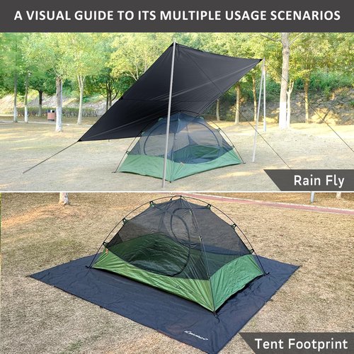 Clostnature Waterproof Camping Tarp for Tent - Ultralight Hammock Rain Fly for Backpacking, Heavy Duty Camping Hiking Awning Lightweight Rain Tarp Tent Shelter Camp Gear Must Haves