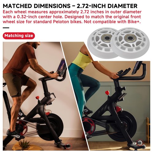 Replacement Front Wheels Compatible with Peloton Bike – 2.72 Inch Exercise Bike Transport Caster Kit, Mobility Replacement Wheels for Home Gym or Apartment Use