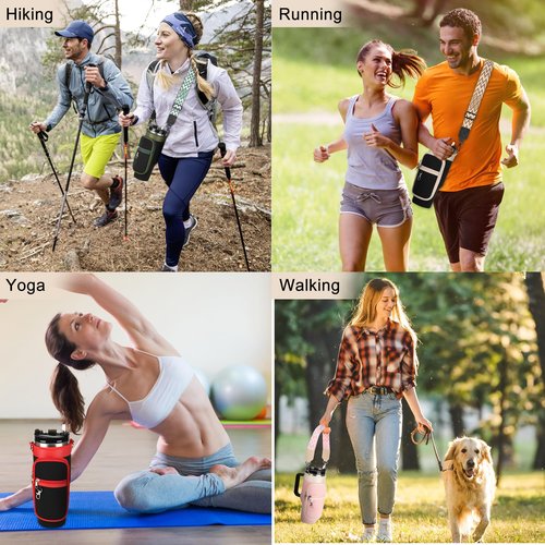 Water Bottle Holder Carrier with Adjustable Strap for Stanley Cup 40oz with Handle, Neoprene Water Bottle Sling Bag with Phone Pocket & Carabiner Tumbler Accessories, Birthday Gifts for Men Women