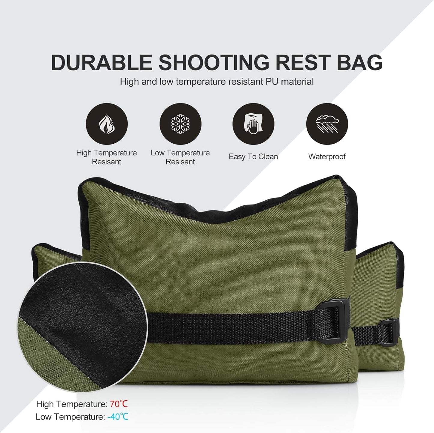 Twod Outdoor Shooting Rest Bags - Target Sports Bench Rest with Front & Rear Support SandBag Stand Holders for Gun Rifle Shooting Hunting Photography - Unfilled