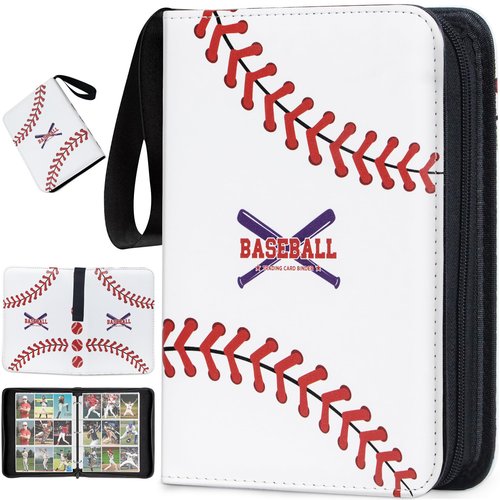 Baseball Card Binder 900 Pockets, Baseball Trading Cards Collection, 9-Pocket Sports Card Holder with 50 Pages Removable Sleeves and Zipper