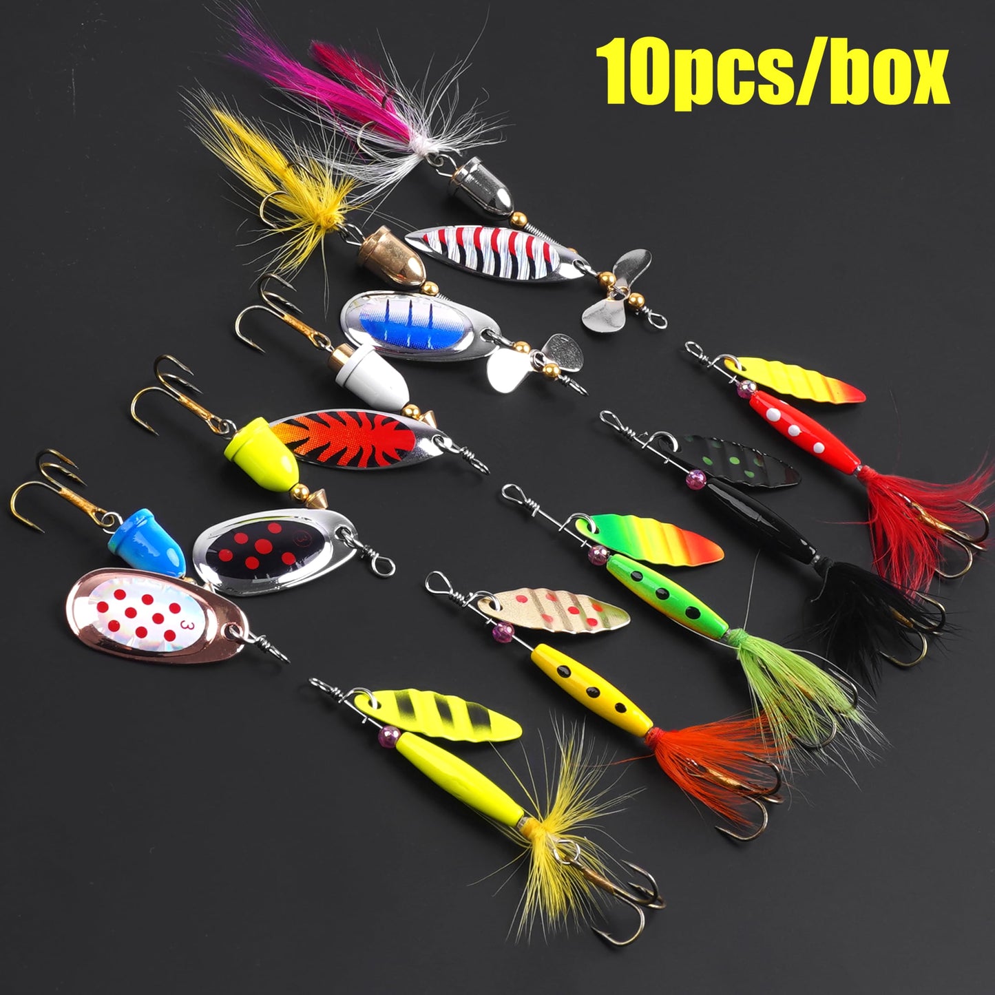 Fishing Lures Spinnerbait Kit Rooster Bait Tail Fishing Lures Inline Spinner Baits Bass Salmon Trout Spoon Hard Metal Spinnerbaits for Saltwater Freshwater