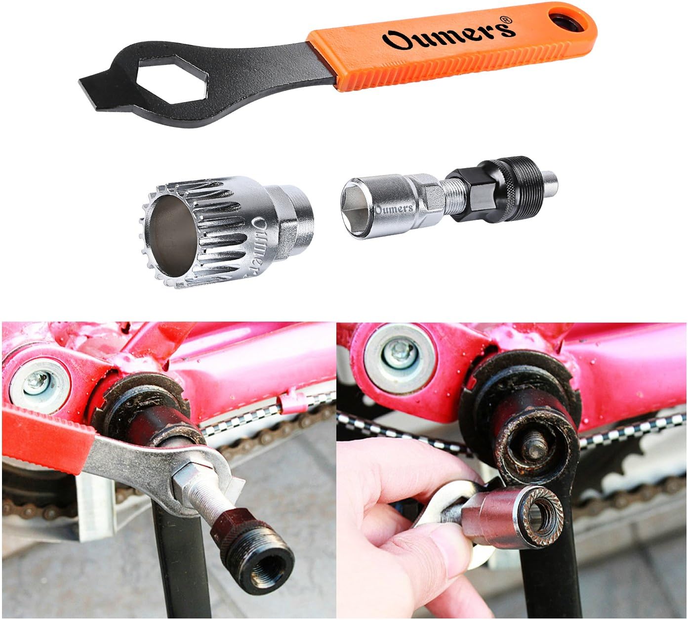 Oumers Bike Crank Extractor/Arm Remover and Bottom Bracket Remover with 16mm Spanner/Wrench. Professional Bicycle Repair Tool Kit