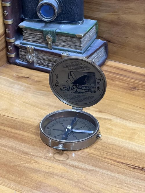 Collectibles Buy Authentic Antique Lid Titanic Compass Brass Finish Directional Magnetic Compass Vintage Nautical Sailor Article - Maritime Magnetic Gift