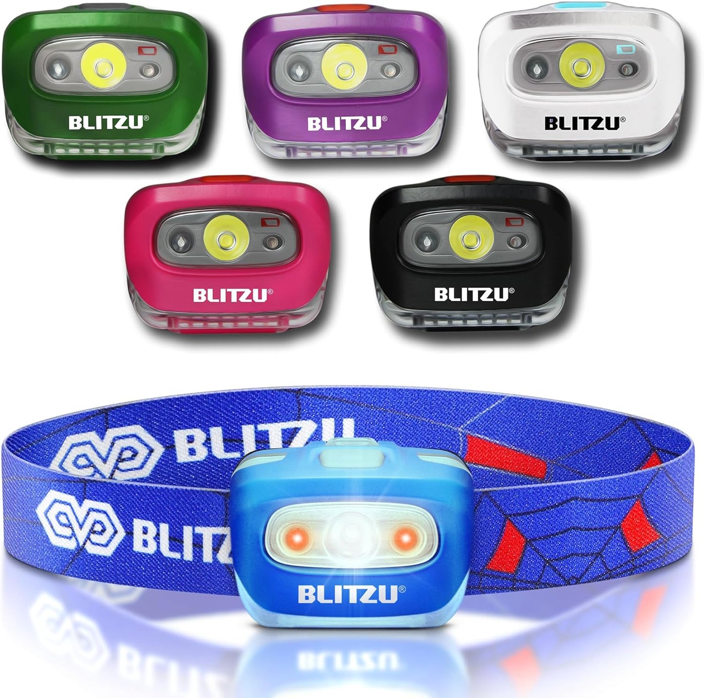 Waterproof LED Headlamp Flashlight for Adults & Kids - Lightweight, Comfortable, White & Red Light for Running, Camping & Hiking - 3 AAA Batteries Included, Purple