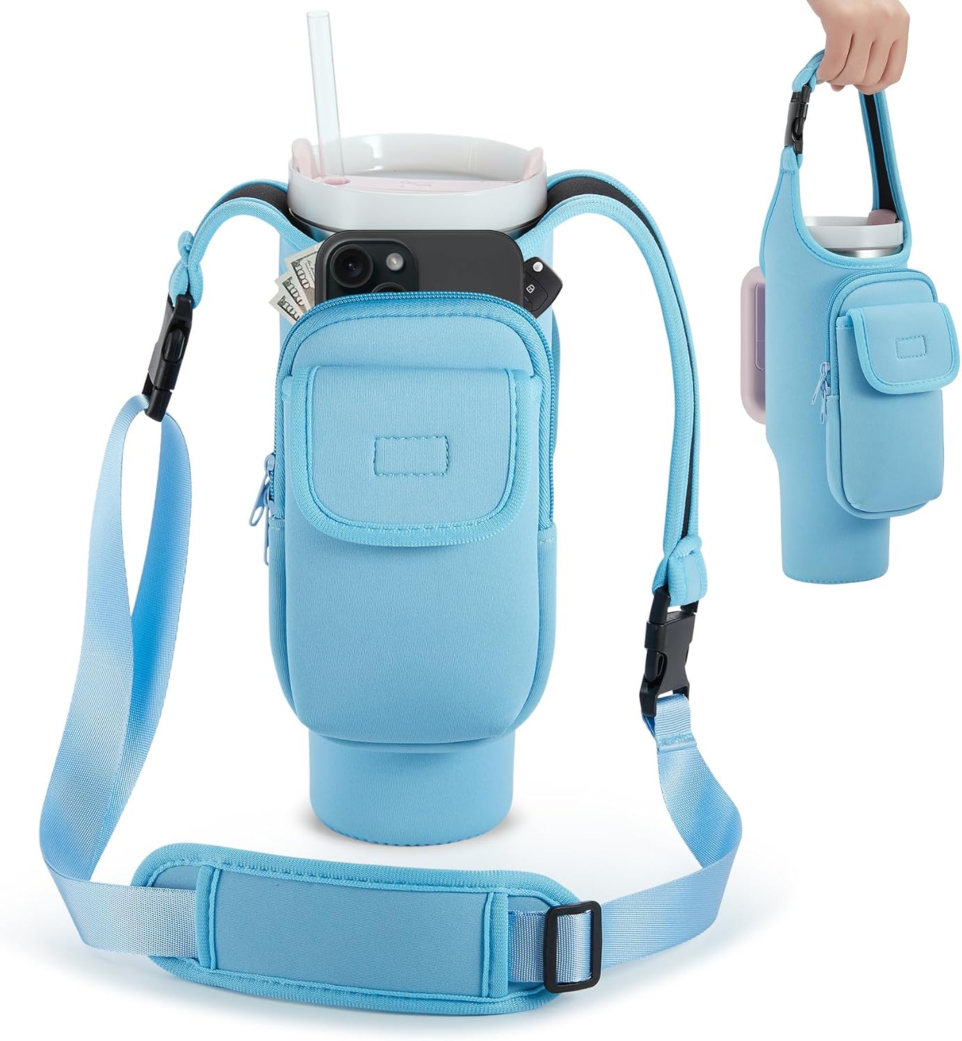 Insulated Neoprene Carrier Bag for Stanley 40/30oz Tumbler | Phone & Flap Pockets