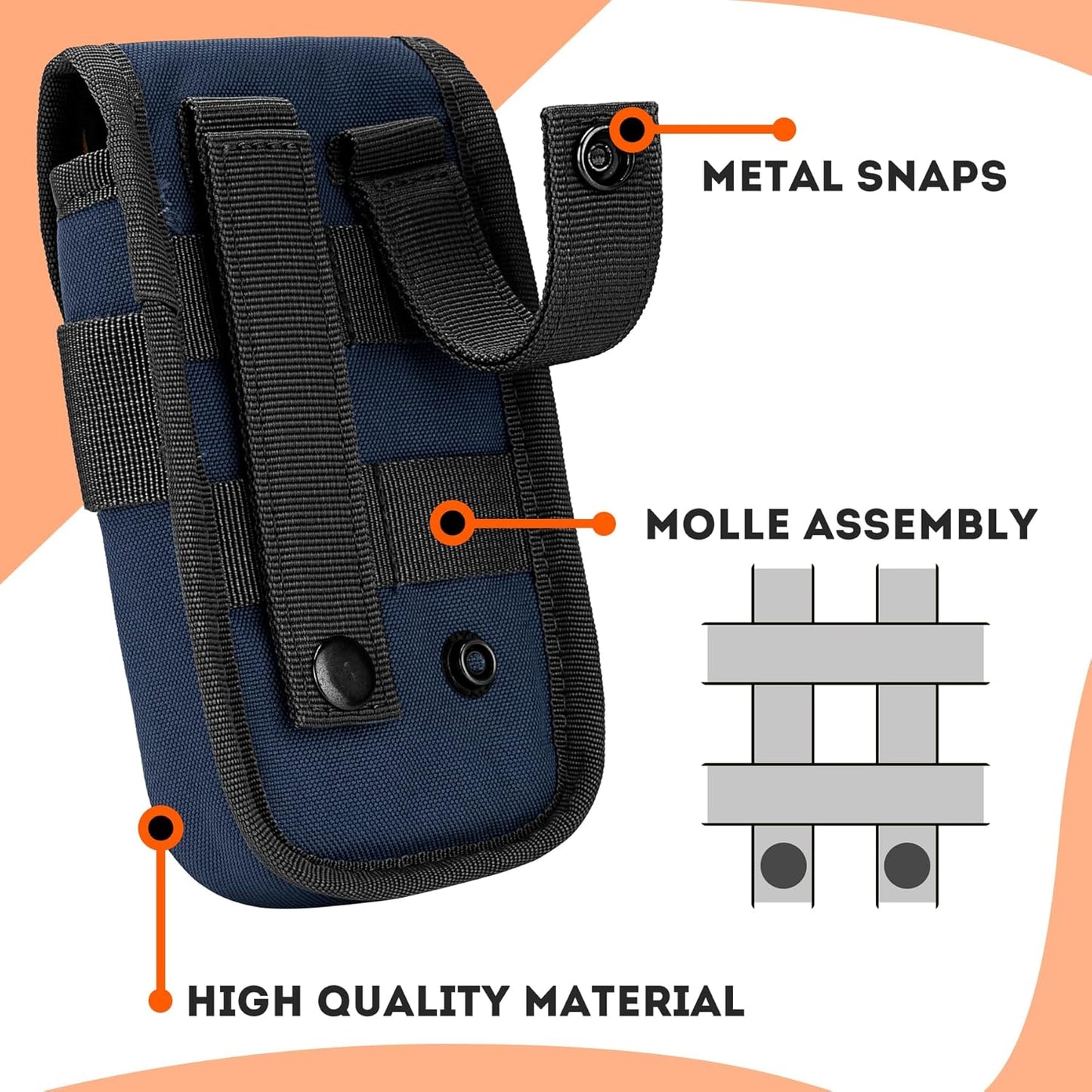 IronSeals Tactical Phone Holster Pouch, Tactical Smartphone Pouches Cellphone Case Molle Gadget Bag Molle Attachment Belt Holder Waist Bag for 4.7"-6.9" with US Flag Patch for iPhone 16 Pro/15 Pro