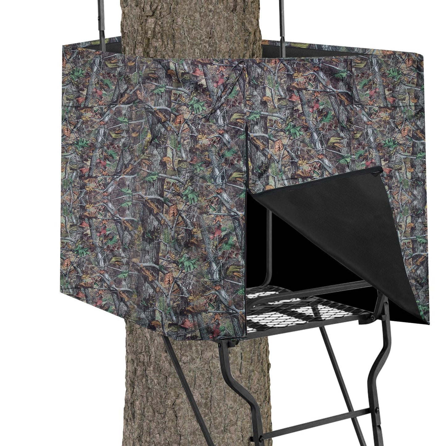 Anglekai Deer Hunting Tree Stand Blind Cover, 93" x 35" Hunting Treestand Camo Blind Cover with 2 Pocket for Elevated