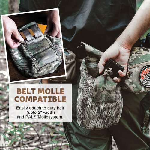 Dump Pouch Tactical Molle Mesh Pouches,Lightweight Range Compact Micro Drawstring Foraging Roll Up Foldable Recovery Ar Mag Tool Pack,EDC Drop Net Storage Belt Bag.… (MK)