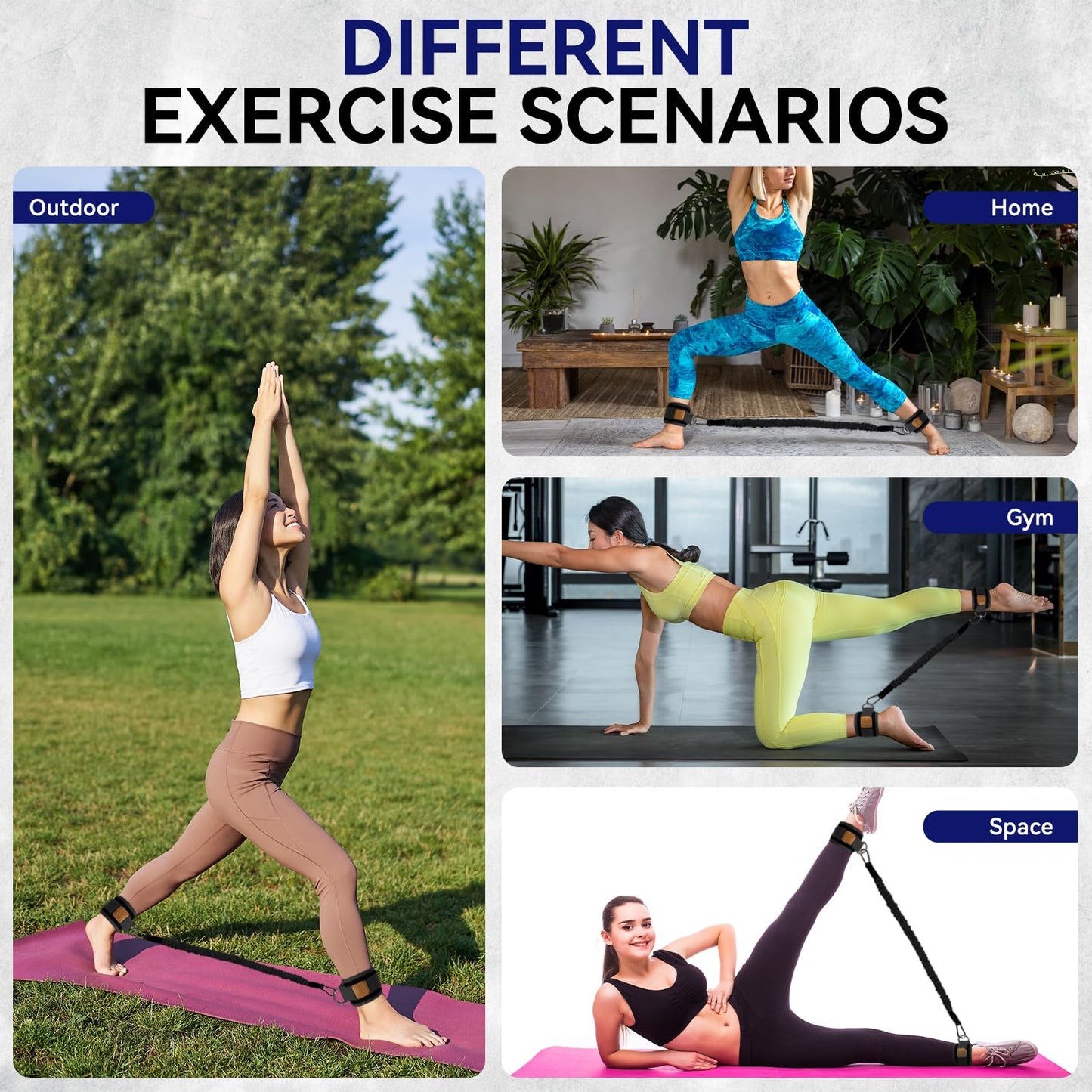 Ankle Resistance Bands with Cuffs Leg Strength Bands for Women Glutes Hip Building Exercise Bands for Working Out Fitness Yoga Martial Arts Ankle Straps for Butt Lift Exercise Equipment