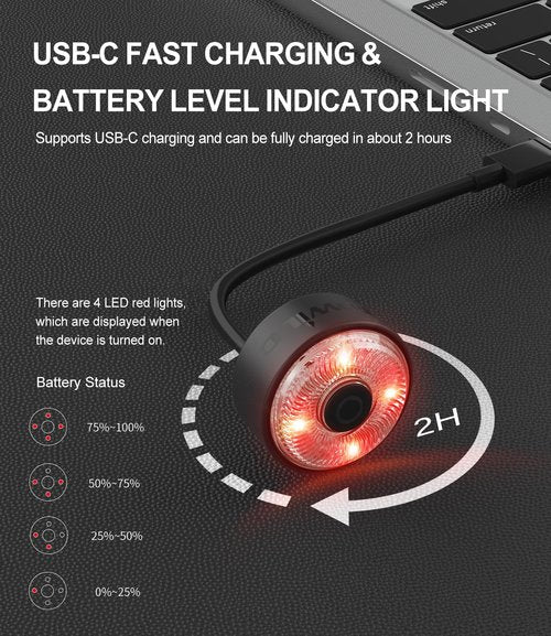 TOWILD TL03 Bike Tail Light Smart Brake Sensing Bike Rear Lights,Team Up with Same Frequency Auto On/Off Flash Strobe Safety Red Taillight for Road Cycling Commuting