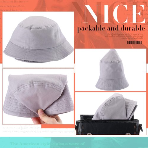 Zhanmai 3 Pcs XXL Bucket Hat for Man Woman Large Oversize Summer Beach Cotton Hats for Fisherman(Grey, Dark Blue and Black)