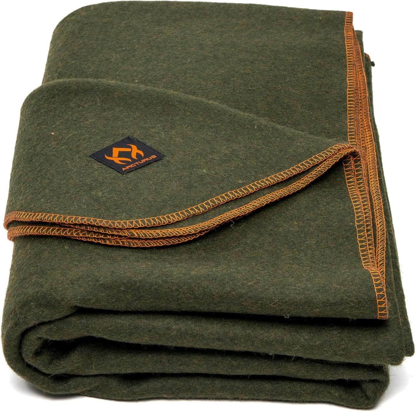 Arcturus Military Wool Blanket - Warm, Thick, Washable - Great for Outdoors, Camping, Stadium Blanket, Picnics, Travel - Car & Bushcraft Survival Kits, Large 64in x 88in 4.5 lb - Olive Green