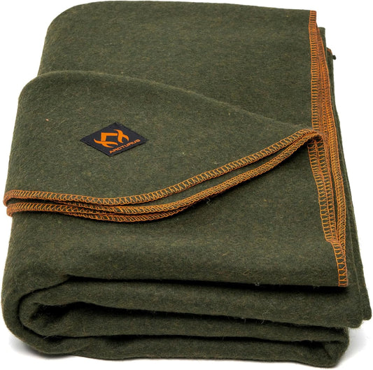 Arcturus Military Wool Blanket - Warm, Thick, Washable - Great for Outdoors, Camping, Stadium Blanket, Picnics, Travel - Car & Bushcraft Survival Kits, Large 64in x 88in 4.5 lb - Olive Green