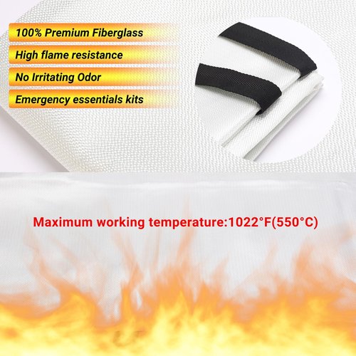 VitaPolaris Heavy-Duty Emergency Fire Blanket, 2 Pack – Fireproof Fiberglass Blanket for Kitchen, Home, Car, Grill, Fireplace, Camping, Heat Shield, Grease Fires, Emergency Fire Suppression